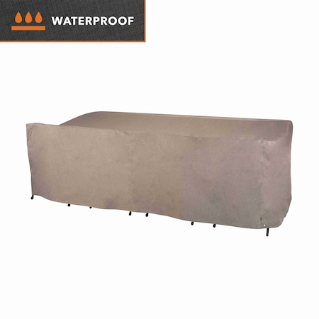 Modern Leisure Garrison Rect/Oval Patio Table & Chair Set Cover, Waterproof, 18 in. Lx64 in. Wx34 in. H, Sandstone 3079